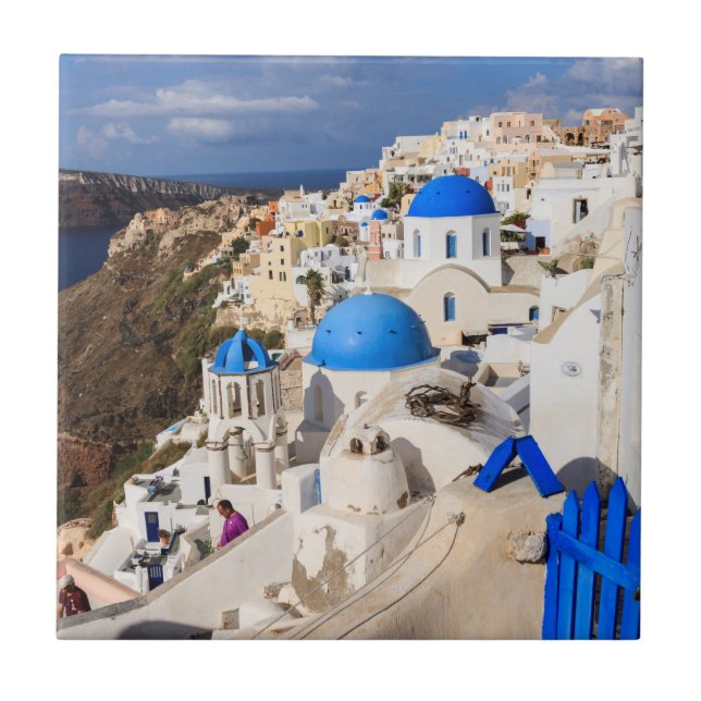 Traditional Greek Houses Ceramic Tile (Front)