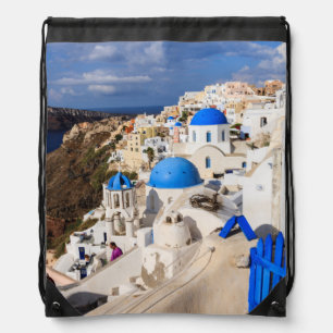 Traditional Greek Houses Drawstring Bag
