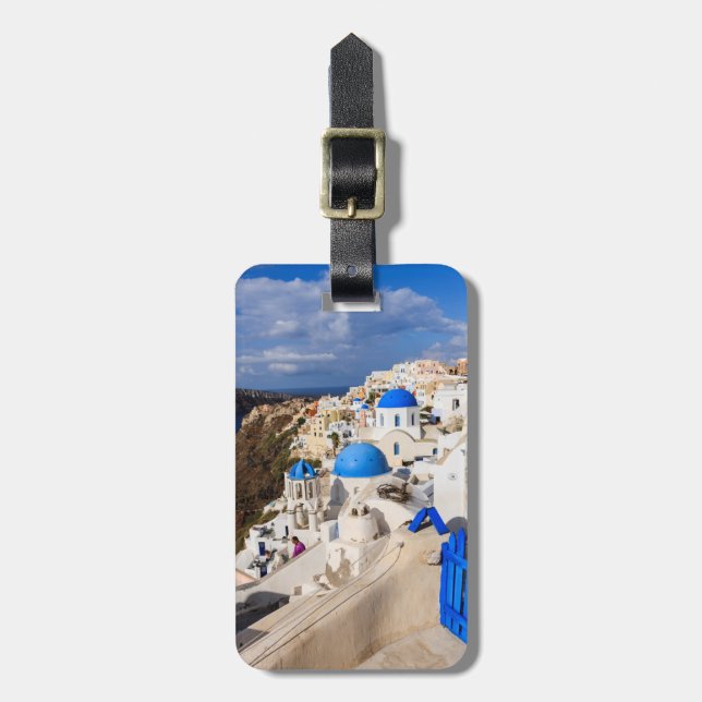 Traditional Greek Houses Luggage Tag (Front Vertical)
