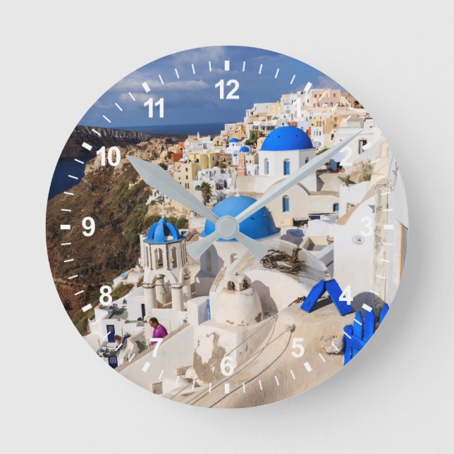 Traditional Greek Houses Round Clock (Front)