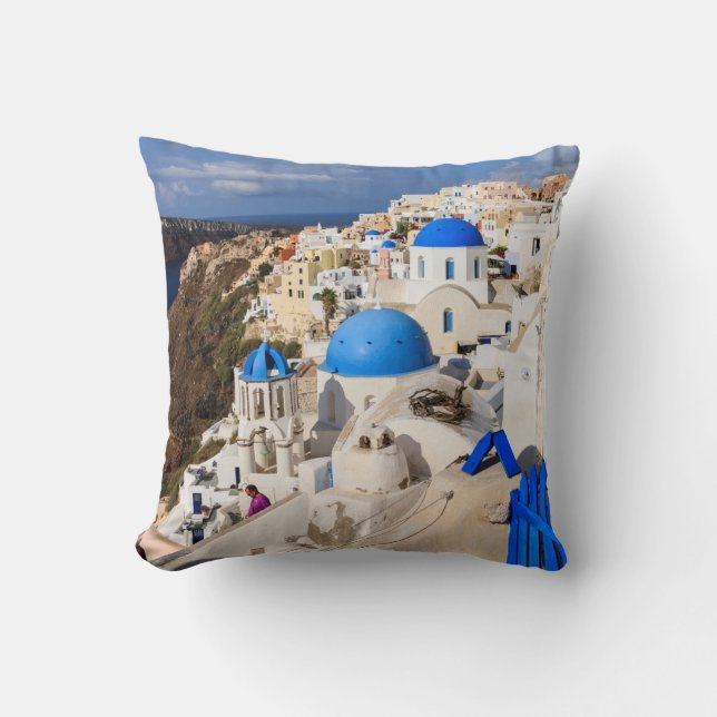 Traditional Greek Houses Throw Pillow (Front)