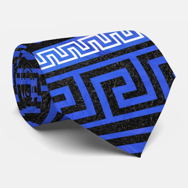 Traditional Greek Meander Pattern Neck Tie (Rolled)