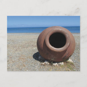 Traditional Greek Terracotta Pot on the Beach Postcard