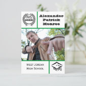 Traditional Green - 3x5 Graduation Invitation (Standing Front)