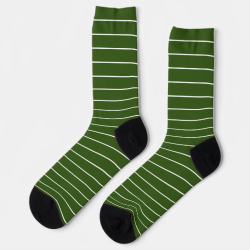 Traditional Green and White Striped Pattern Socks