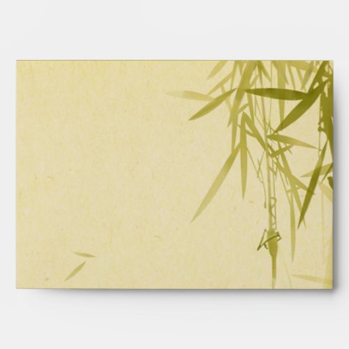 Traditional Green Bamboo with Leaves Watercolor Envelope