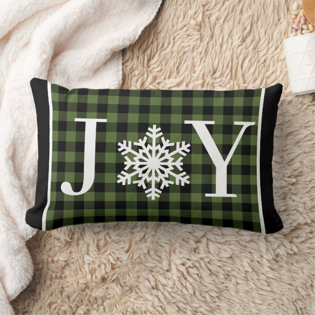 Traditional Green Black Buffalo Lumberjack Pattern Lumbar Pillow (Blanket)