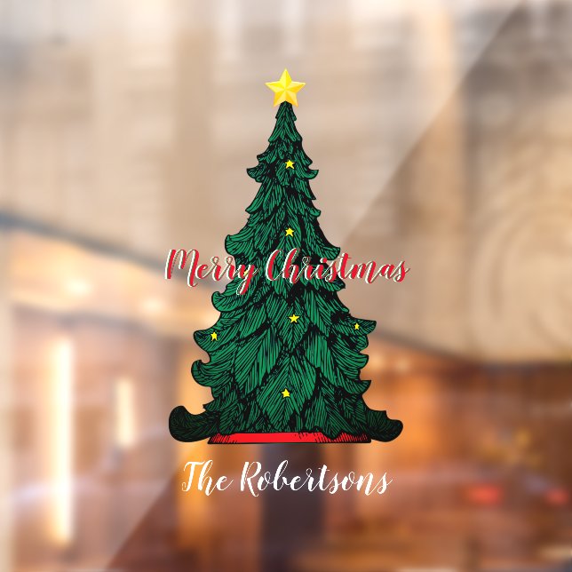 Traditional Green Christmas Tree Window Cling (Sheet 2)