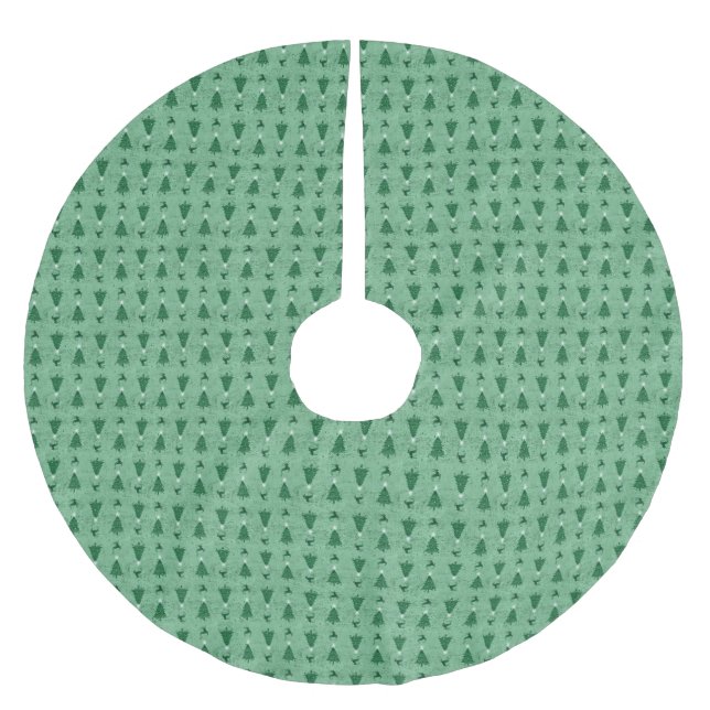 Traditional Green Christmas Trees & Reindeer   Brushed Polyester Tree Skirt (Front)