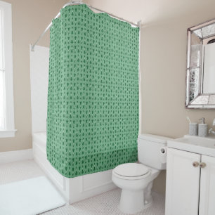 Traditional Green Christmas Trees & Reindeer Shower Curtain