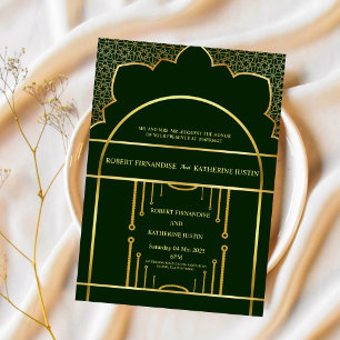 Traditional Green GOLD Mandala Indian Wedding Invitation