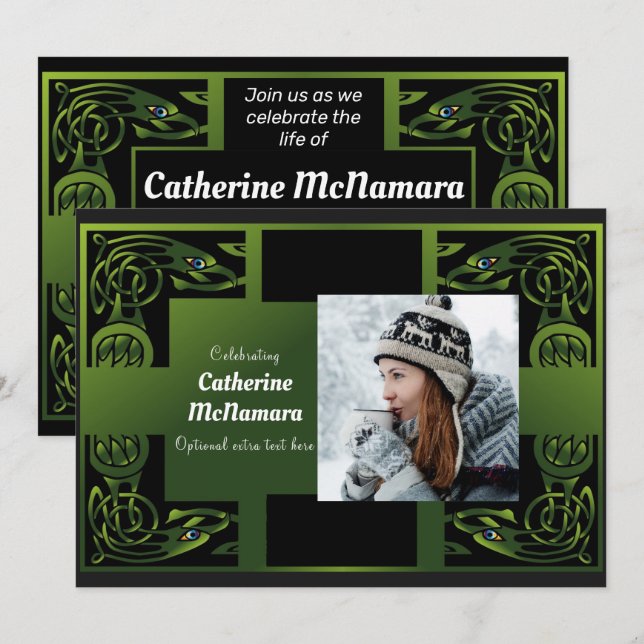Traditional Green Irish Celtic Celebration Invitation (Front/Back)
