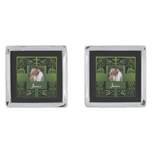 Traditional Green Irish Celtic Design   Cufflinks