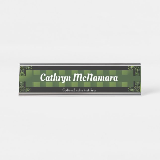 Traditional Green Irish Celtic Design   Desk Name  Plate (Front)