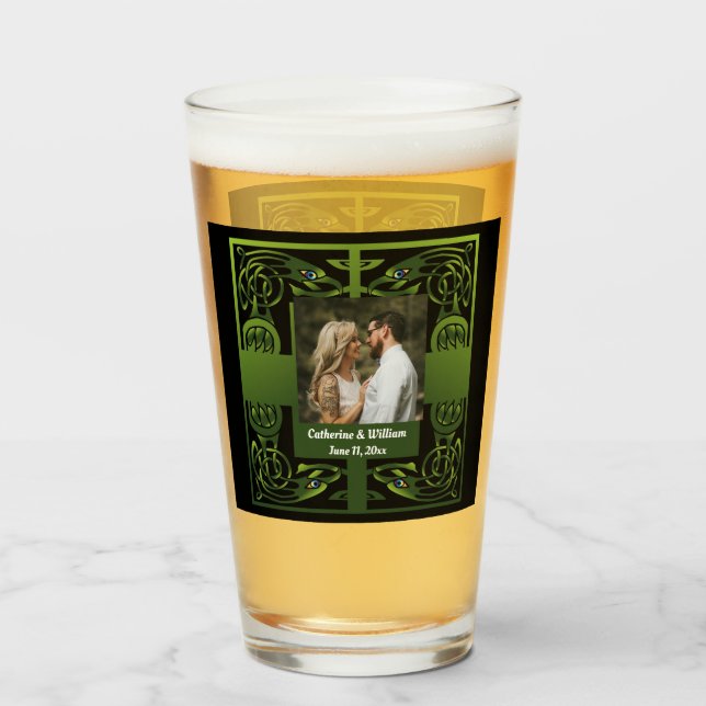 Traditional Green Irish Celtic Design   Glass (Front Filled)