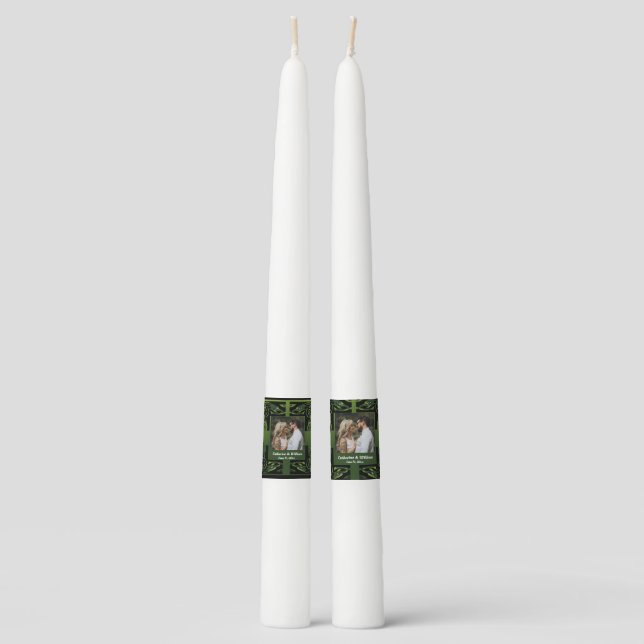Traditional Green Irish Celtic       Taper Candle (Front)