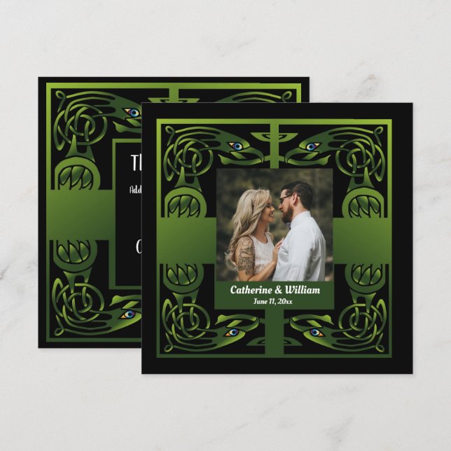 Traditional Green Irish Celtic      Thank You Card (Front/Back)