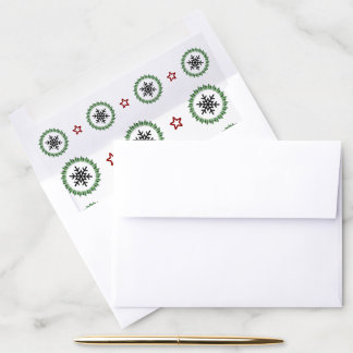 Traditional Green Wreath Snowflake Christmas Envelope Liner