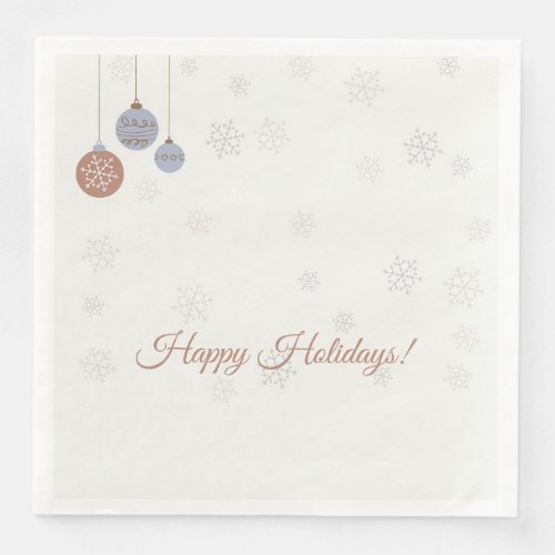 Traditional Grey and Brown Christmas Ornaments Paper Dinner Napkins