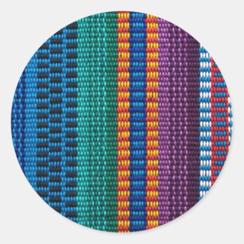 Traditional Guatemala fabric weave Classic Round Sticker