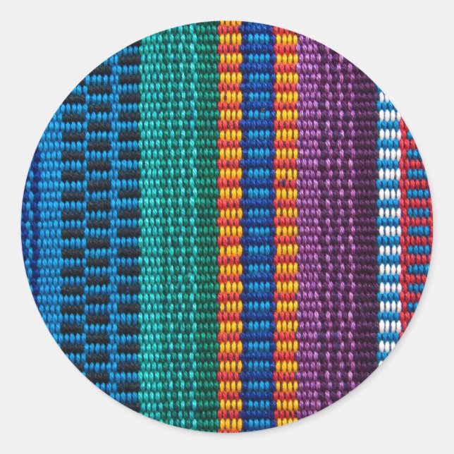 Traditional Guatemala fabric weave Classic Round Sticker (Front)