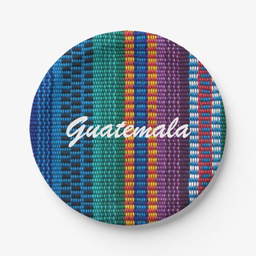 Traditional Guatemala fabric weave custom text Paper Plates