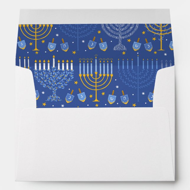Traditional Hanukkah Menorah Custom Return Address Envelope (Back (Bottom))