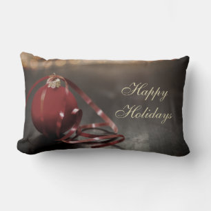 Traditional Happy Holidays design Lumbar Pillow