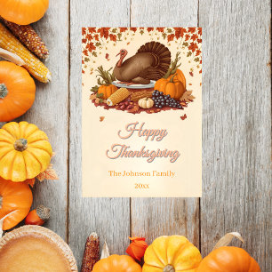 Traditional Harvest Feast Thanksgiving Holiday Card