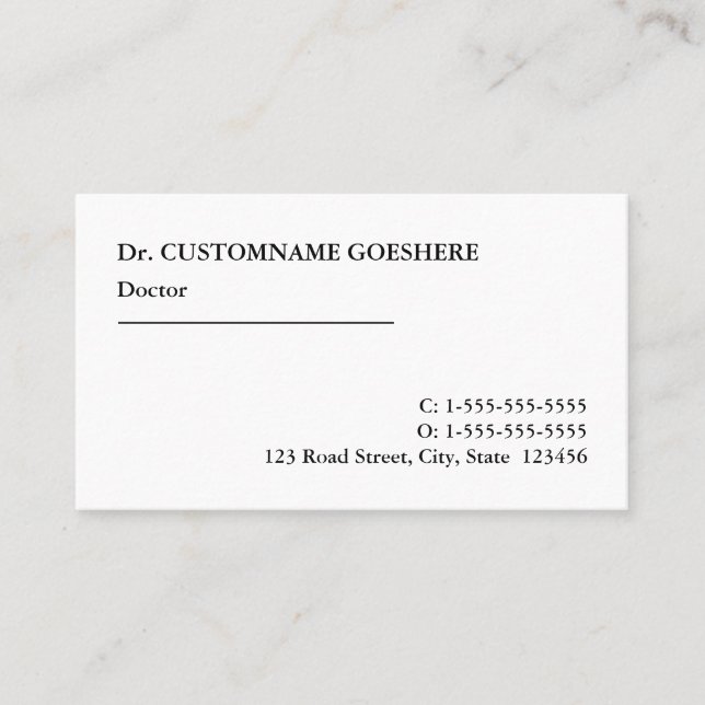 Traditional Healthcare Professional Business Card (Front)