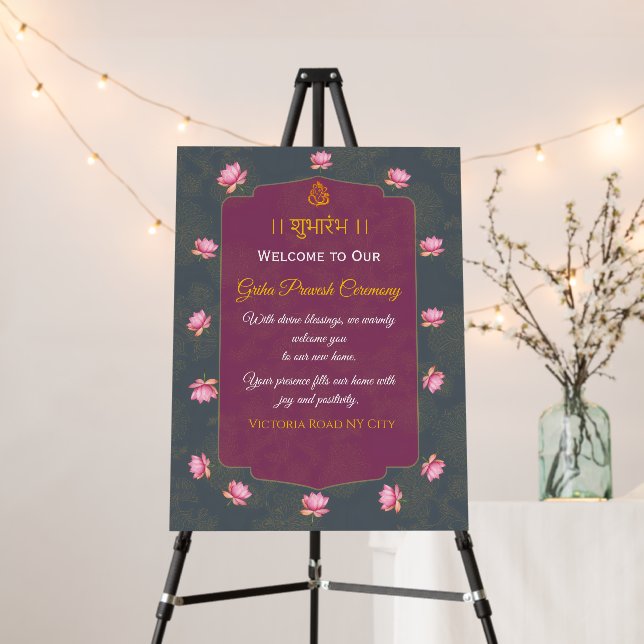 Traditional Hindu Housewarming Welcome Sign (In Situ (Stand))