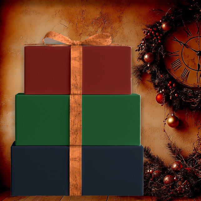 Traditional Holiday Solids Red, Blue and Green Wrapping Paper Sheets (Creator Uploaded)