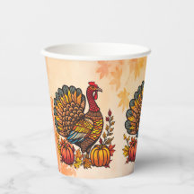 Traditional Holiday Thanksgiving Paper Cups
