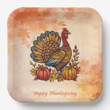 Traditional Holiday Thanksgiving Paper Plate