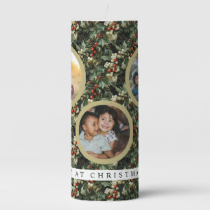 Traditional Holly 3 Photo  Pillar Candle