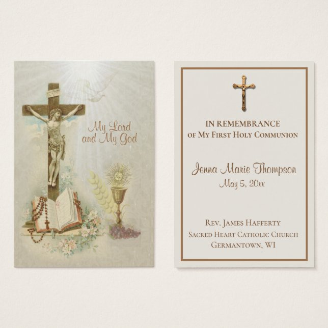 Traditional Holy Card Chalice First Holy Communion (Front & Back)