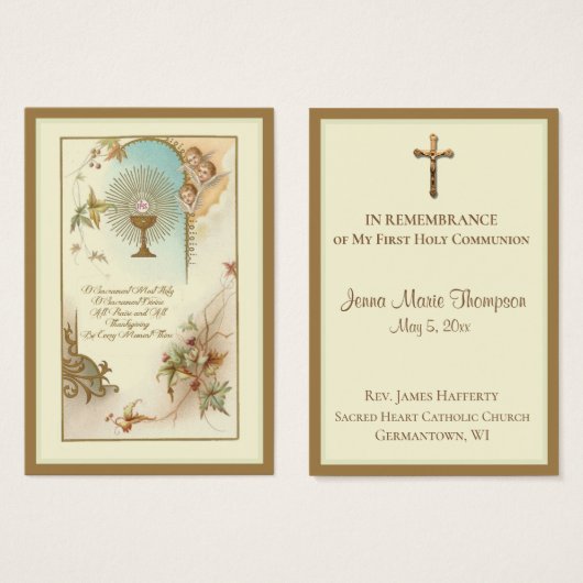 Traditional Holy Card Chalice First Holy Communion (Front & Back)
