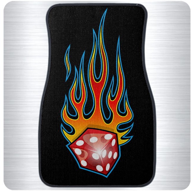 Traditional Hot Rod Flames Red Lucky Dice Custom Car Floor Mat (Creator Uploaded)