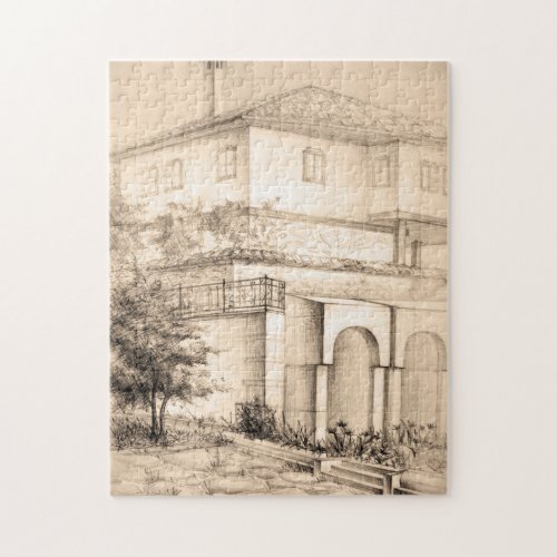 Traditional house Architecture Sketch Drawing Art Jigsaw Puzzle