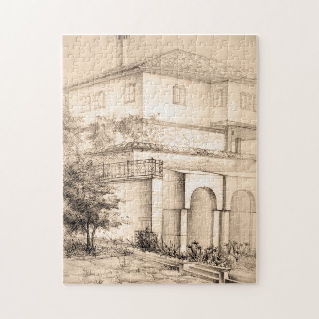 Traditional house Architecture Sketch Drawing Art Jigsaw Puzzle (Vertical)