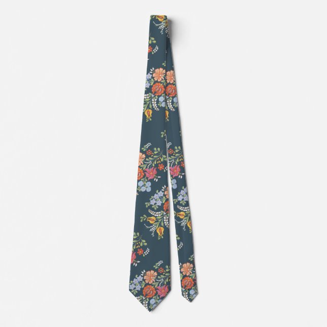 Traditional Hungarian Floral motifs Neck Tie (Front)