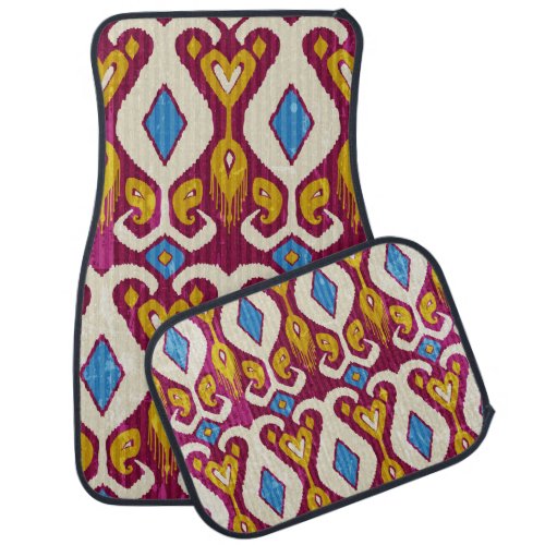 Traditional ikat fabric design car floor mat