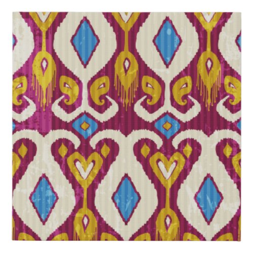 Traditional ikat fabric design faux canvas print