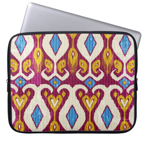 Traditional ikat fabric design laptop sleeve