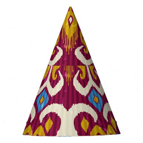 Traditional ikat fabric design party hat