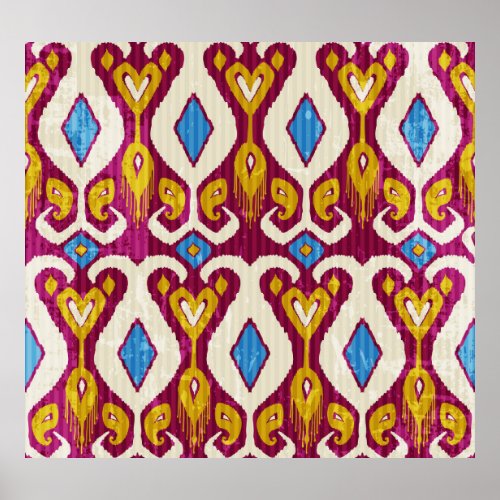 Traditional ikat fabric design poster