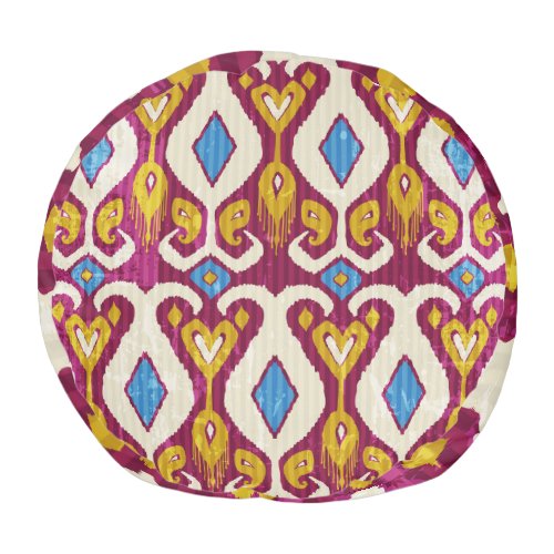 Traditional ikat fabric design pouf