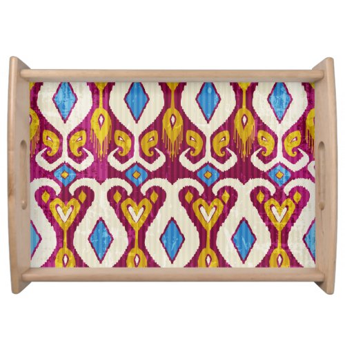 Traditional ikat fabric design serving tray