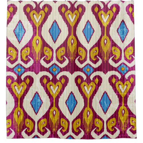 Traditional ikat fabric design shower curtain