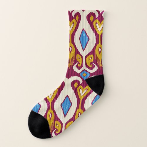 Traditional ikat fabric design socks